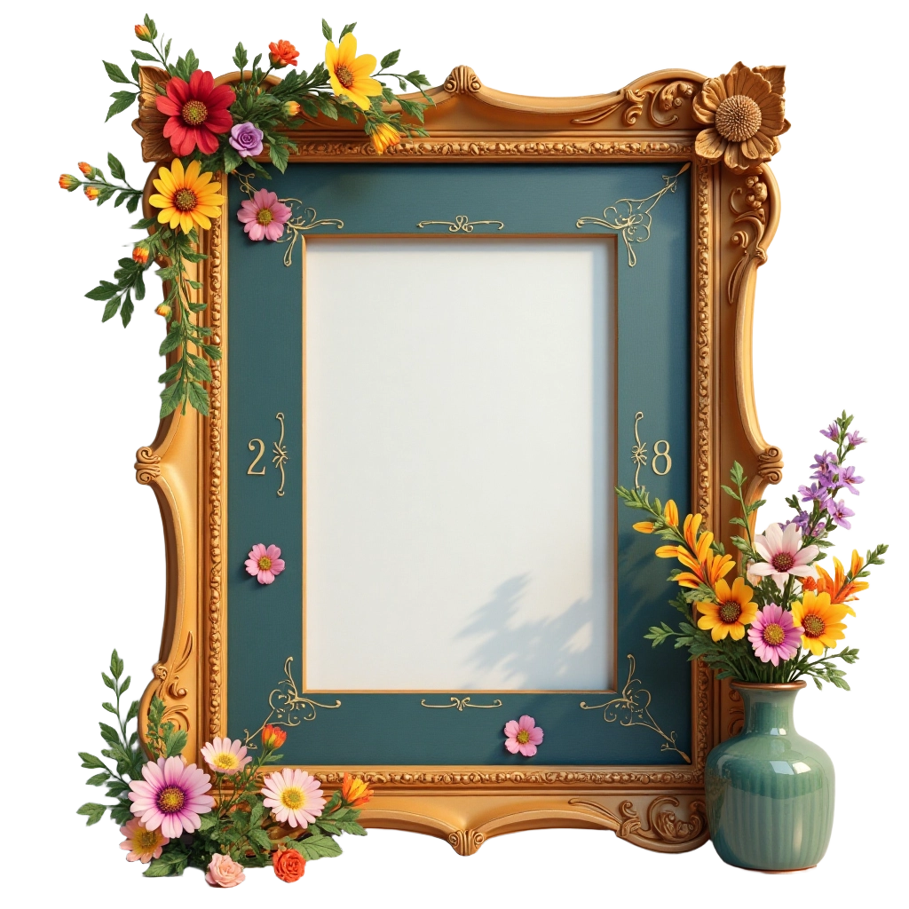 Floral Frame with Vase